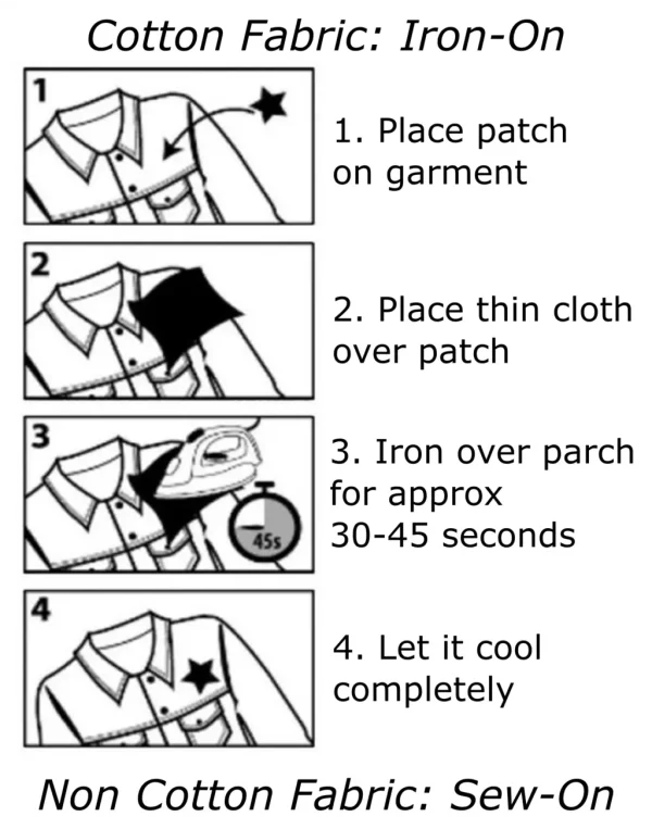 Instructions on how to apply an Iron on Embroidered patch on clothes