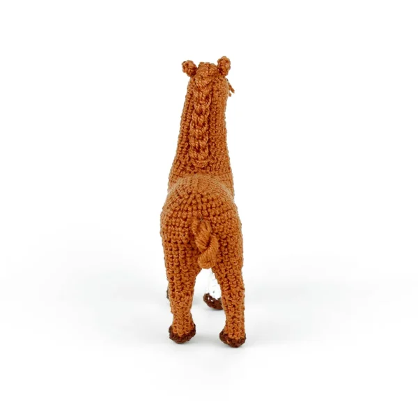 Brown Horse Amigurumi back view over white background