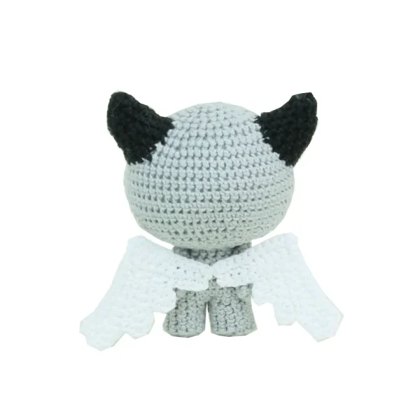 Binding of Isaac Apollyon Crochet Amigurumi back view over white background