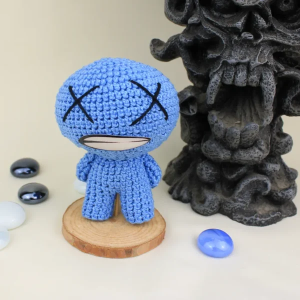 Binding of Isaac Blue Baby Crochet Amigurumi with pearls and black rock