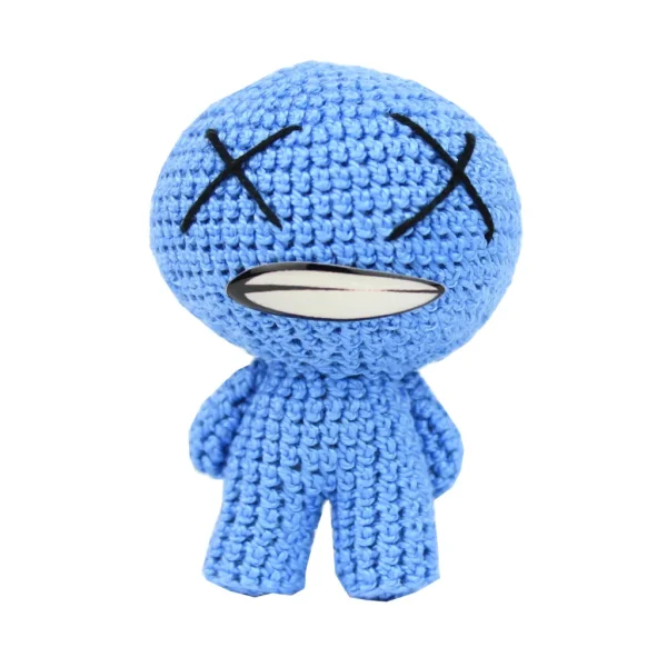 Binding of Isaac Blue Baby Crochet Amigurumi over white background