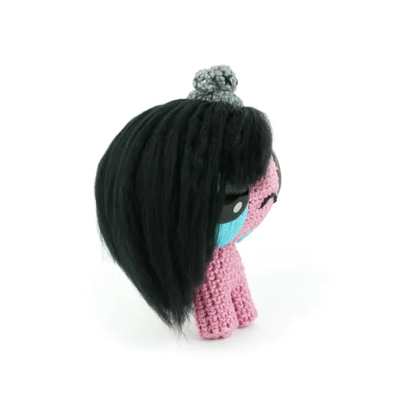 Binding of Isaac Eve Crochet Amigurumi side view over white background