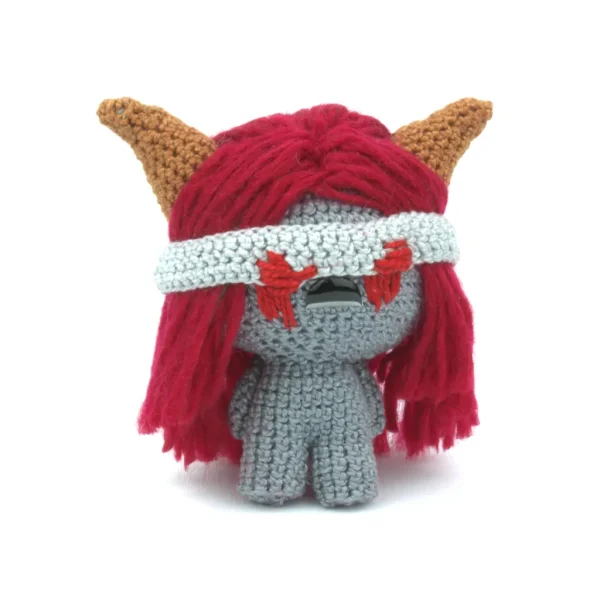 Binding of Isaac Lilith Crochet Amigurumi over white background