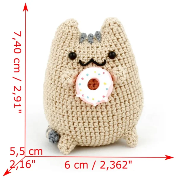 Pusheen Kawaii Cat Crochet Amigurumi measurements