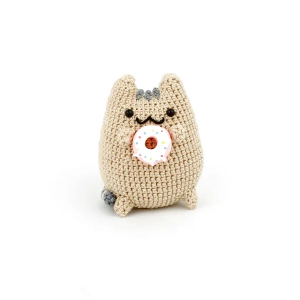 Pusheen Kawaii Cat Crochet Amigurumi over white background