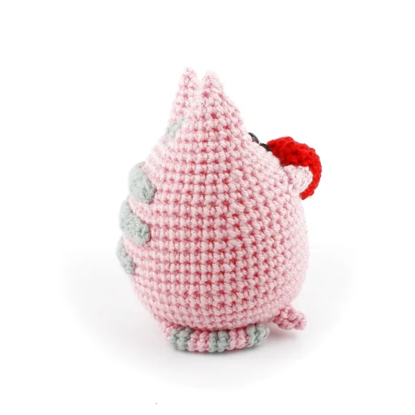 Pink Pusheen Kawaii Cat XL Crochet Amigurumi side view over white background