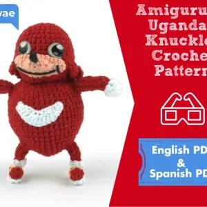 Red Ugandan Knuckles Amigurumi Pattern Cover Page