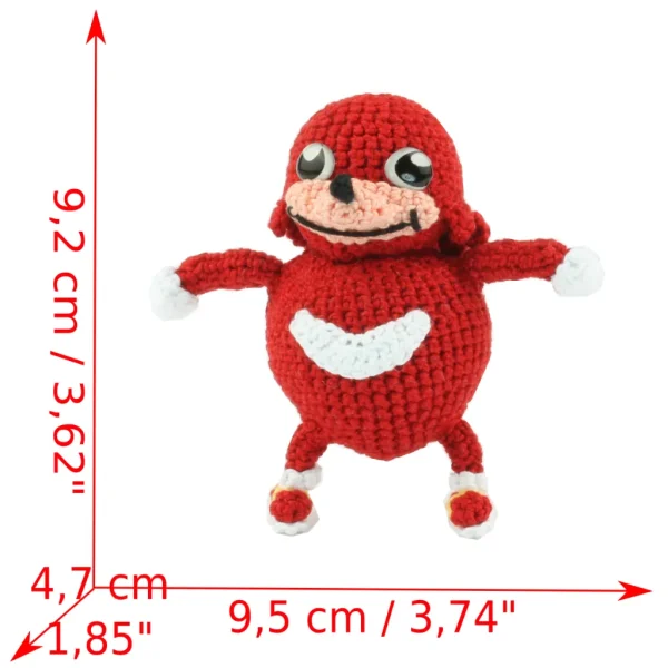 Red Ugandan Knuckles Handmade Crochet Amigurumi Measurements