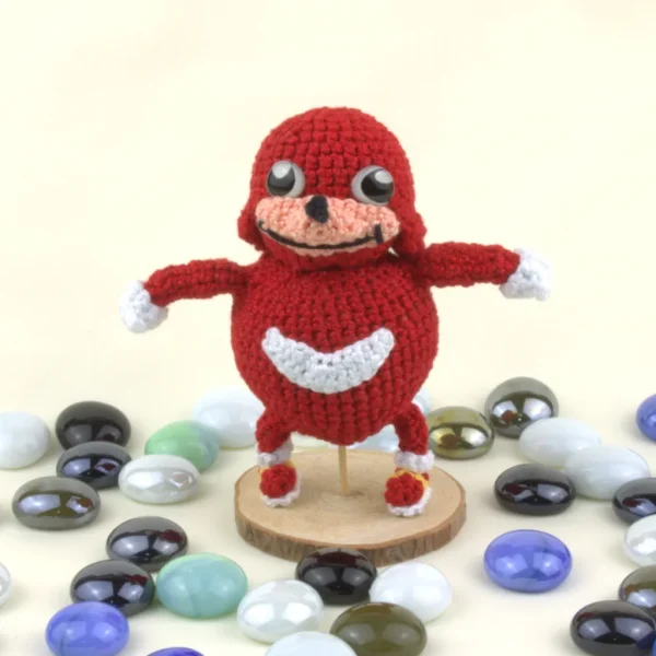 Red Ugandan Knuckles Handmade Crochet Amigurumi with Stones