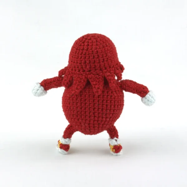 Red Ugandan Knuckles Handmade Crochet Amigurumi back on White Background