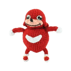 Red Ugandan Knuckles Handmade Crochet Amigurumi on White Background