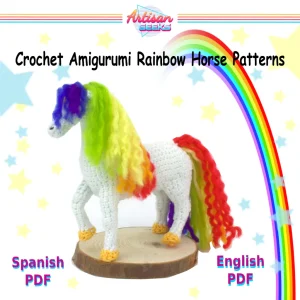 White and Rainbow Rainbow Horse Amigurumi Pattern Cover Page