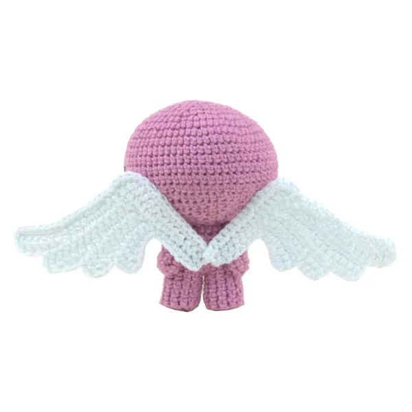 Winged Isaac Crochet Amigurumi back view over white background