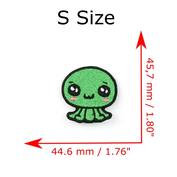 Green Kawaii Octopus Embroidered Patch measurements