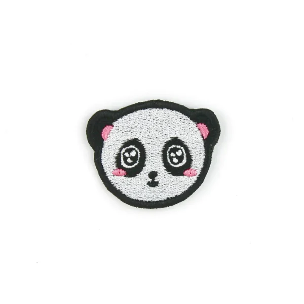 Kawaii Panda Embroidered Patch over white background