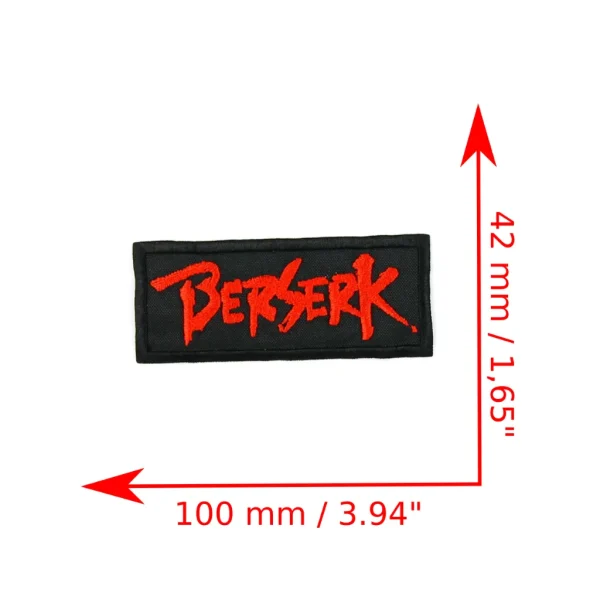 Berserk Logo Embroidered Patch Red and Black Measurements