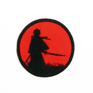 Samurai Contour Embroidered Patch in Black and Red