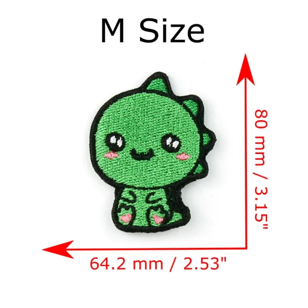 Medium Kawaii Green Dragon Embroidered Patch measurements