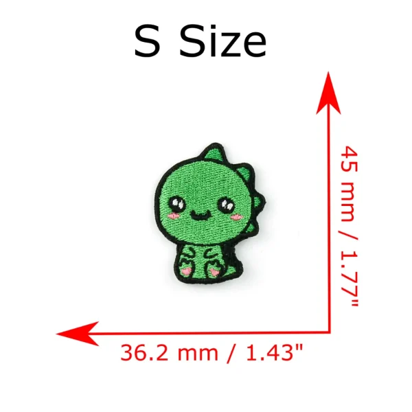 Small Kawaii Green Dragon Embroidered Patch measurements