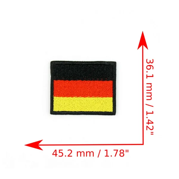 Germany Flag Embroidered Patch measurements over white background