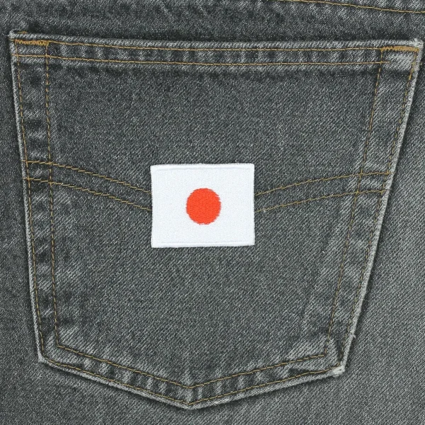 Japan Flag Embroidered Patch on black jeans