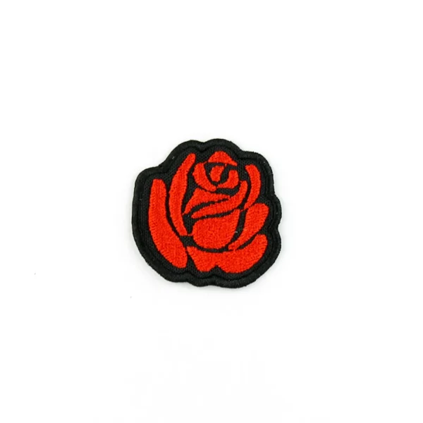 Red Rose Tattoo Embroidered Patch over white background