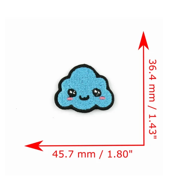 Blue Kawaii Cloud Embroidered Patch measurements