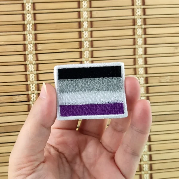 Asexual Flag Embroidered Patch on holding hand