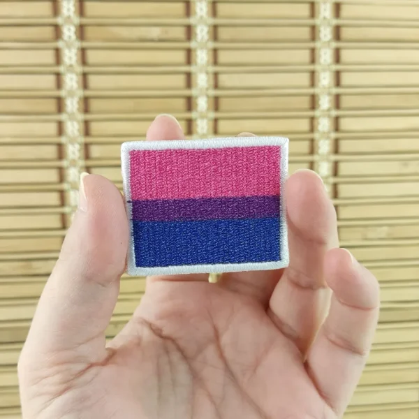 Bisexual Flag Embroidered Patch on holding hand