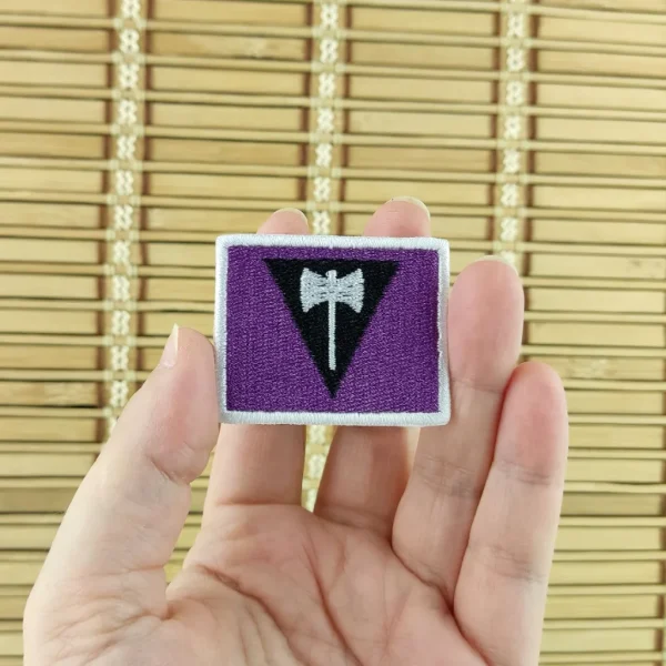 Lesbian Labrys Flag Embroidered Patch on holding hand