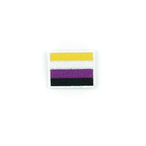 Nonbinary Flag Embroidered Patch over white background