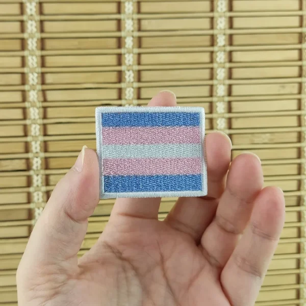 Transgender Flag Embroidered Patch on holding hand