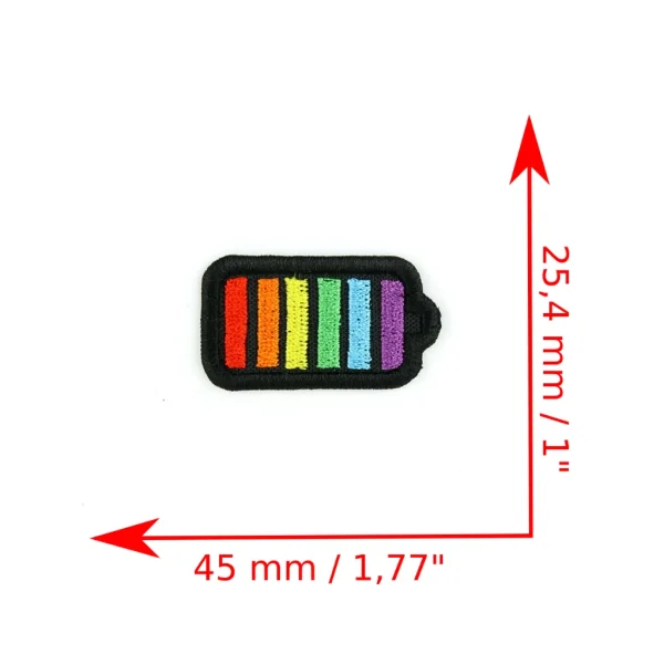 Rainbow Battery Embroidered Patch measurements