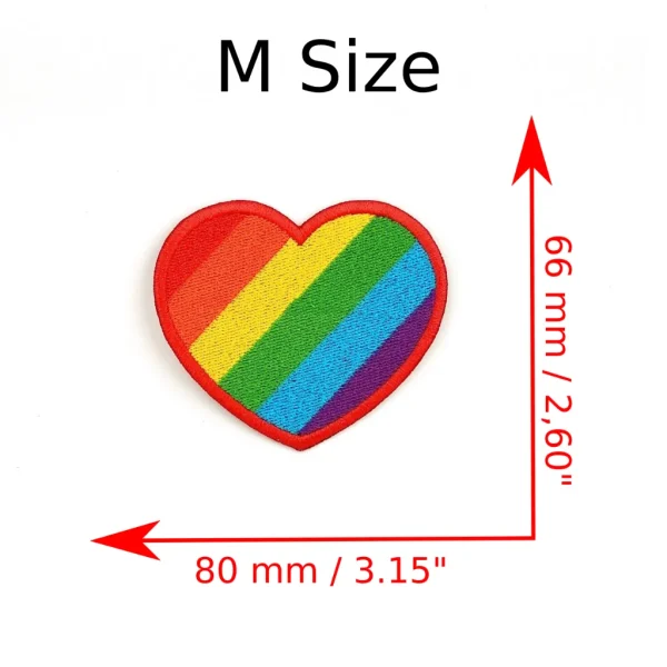 Rainbow Heart Embroidered Patch measurements