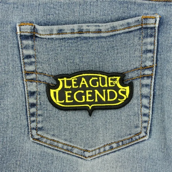 Black LoL Embroidered Patch Keague of Legends Logo on jeans