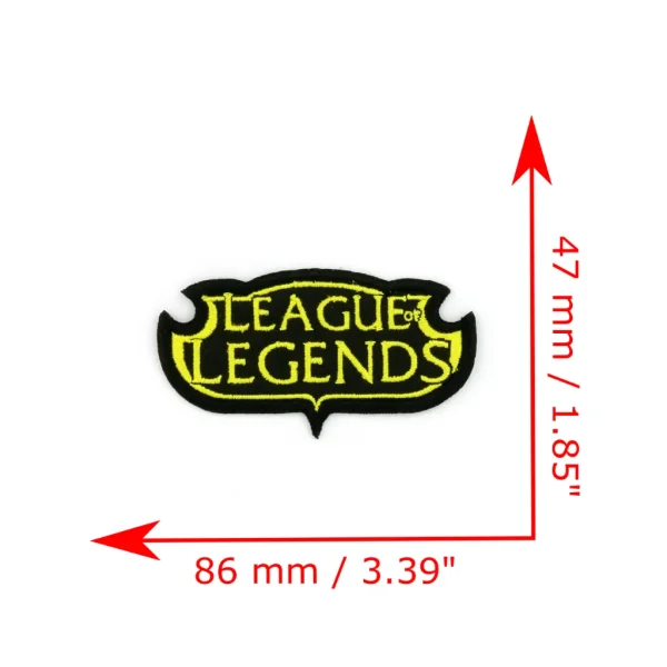 Black LoL Embroidered Patch Keague of Legends Logo measurements