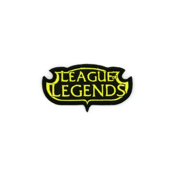 Black LoL Embroidered Patch Keague of Legends Logo over white background