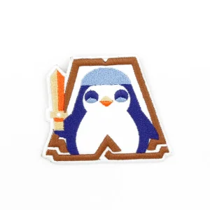 Penguin Knight Embroidered Patch TFT over white background