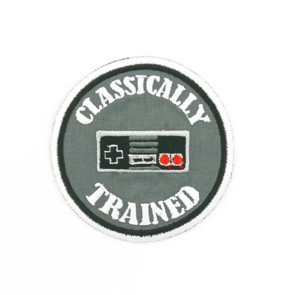 nes controller Classically Trained 8-bits Embroidered Patch over white background