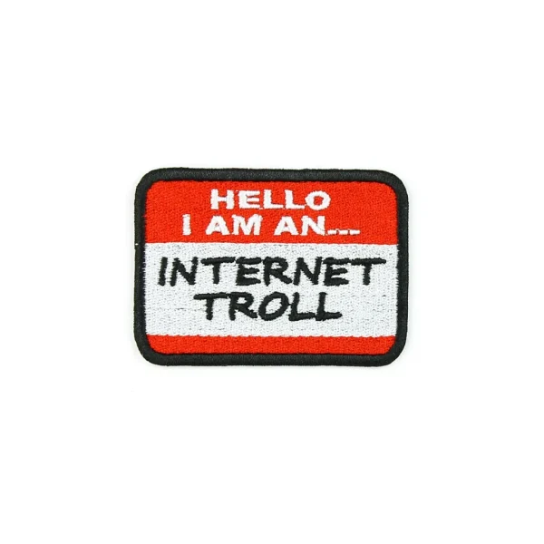 white and red Embroidery Patch I am Internet Troll over White background