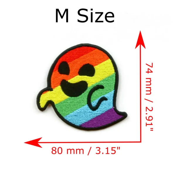 medium Rainbow ghost Gaysper Embroidered Patch measurements