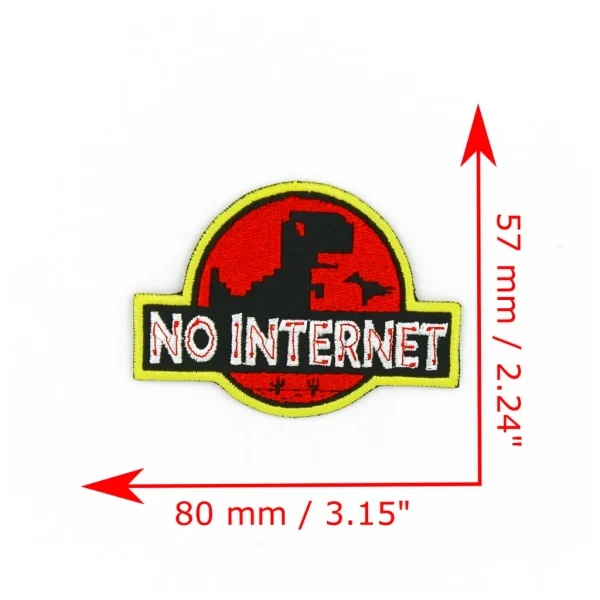 Dinosaur Jurassic Park No Internet Embroidered Patch measurements