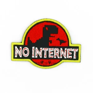 Dinosaur Jurassic Park No Internet Embroidered Patch over white background