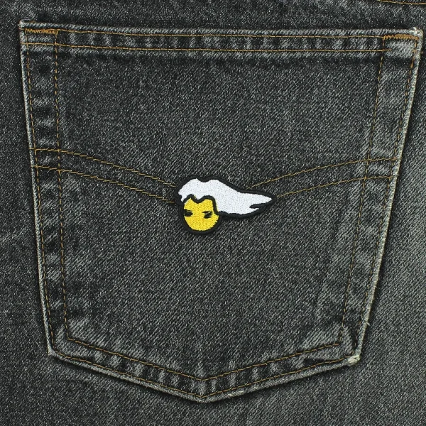 small PC Master Race Embroidered Patch on black jeans