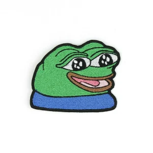 Cute pepe the frog Peepo Emote Embroidered Patch over white background