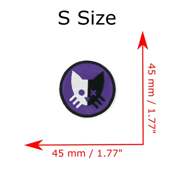 small Purple Schrödinger Cat Embroidered Patch measurements