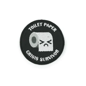 Toilet Paper Crisis Survivor Embroidered Patch over white background