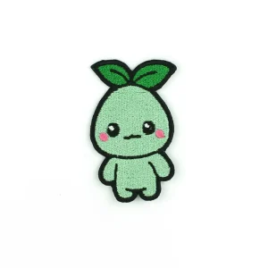 Green Mokoko Embroidered Patch over white background