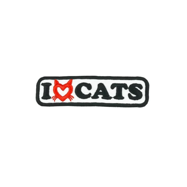 I Love Cats Embroidered Patch over white background