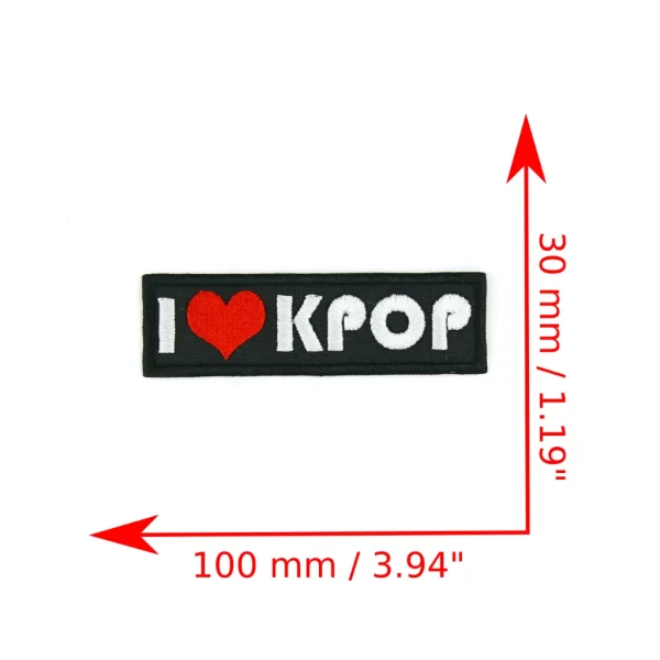 I Love Kpop Embroidered Patch measurements